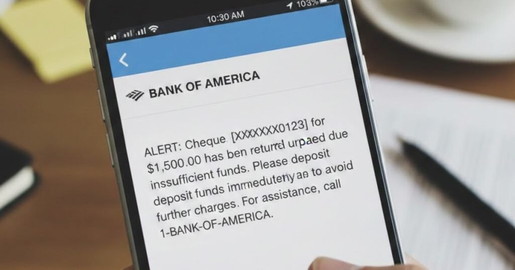 Cheque Bounce Text Message from Bank