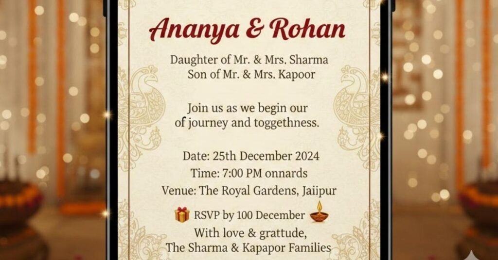 Indian Wedding Invitation Text Message for WhatsApp