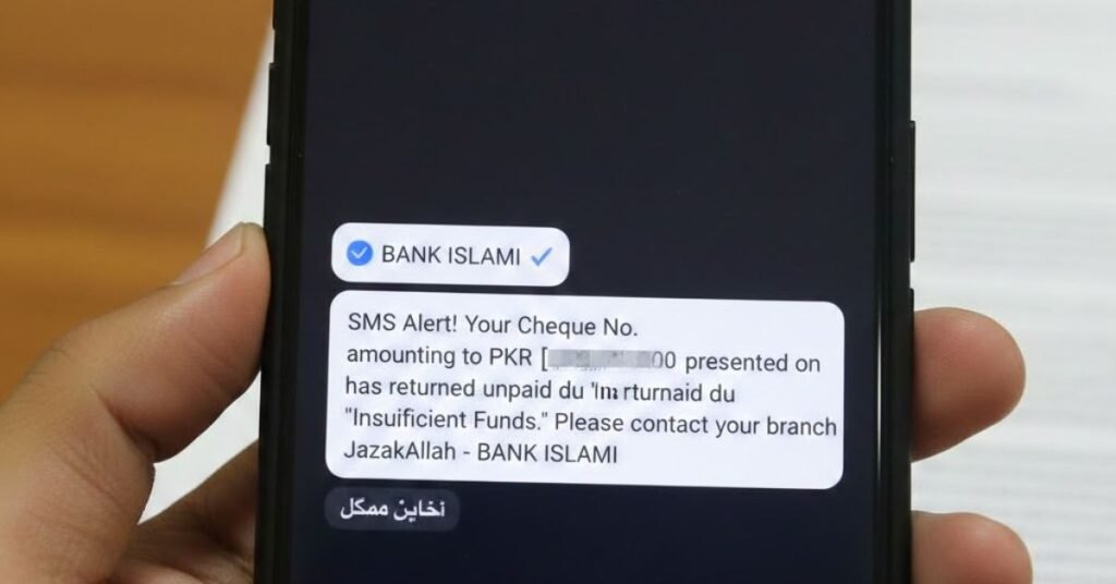 SMS Cheque Bounce Message from Bank in Pakistan