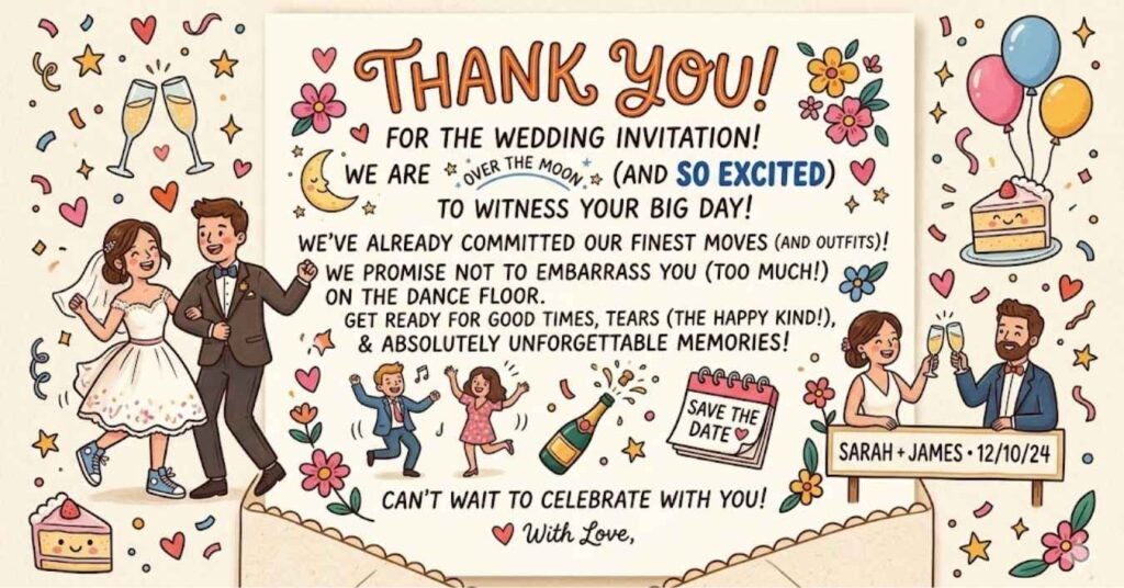 Funny Thank You Message for Wedding Invitation