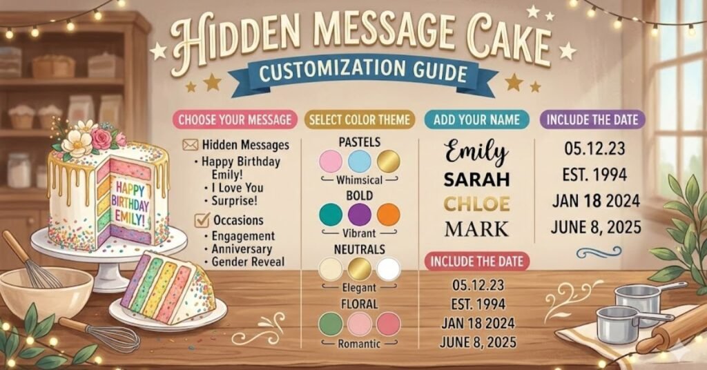 Hidden Message Cake Customization Guide Color Theme Name Date