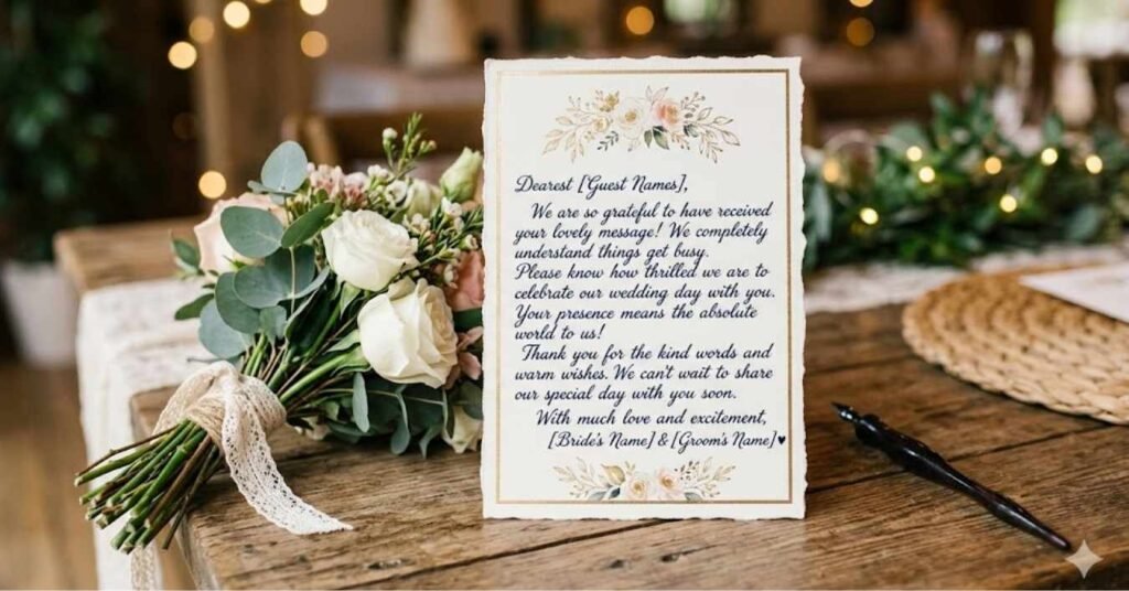Thank You Message for Late Reply to Wedding Invitation