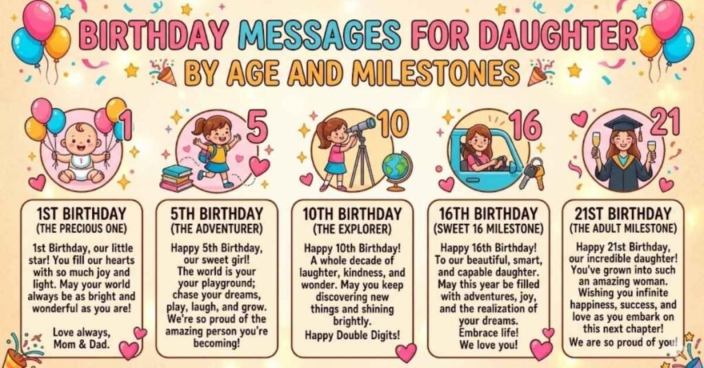Birthday Messages for Daughter by Age and Milestones