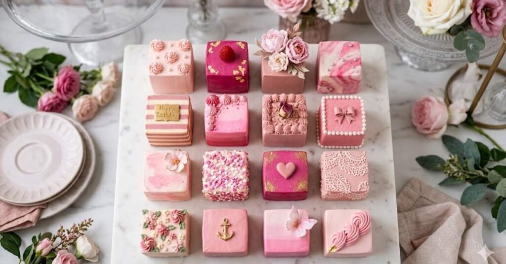 Pink Theme Square Cake Designs