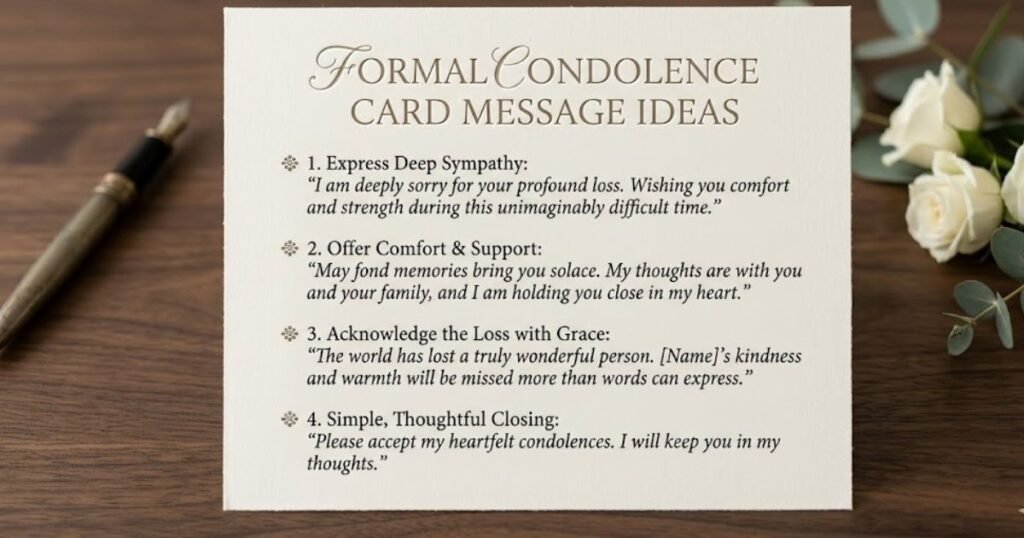 Formal Condolence Card Message Ideas