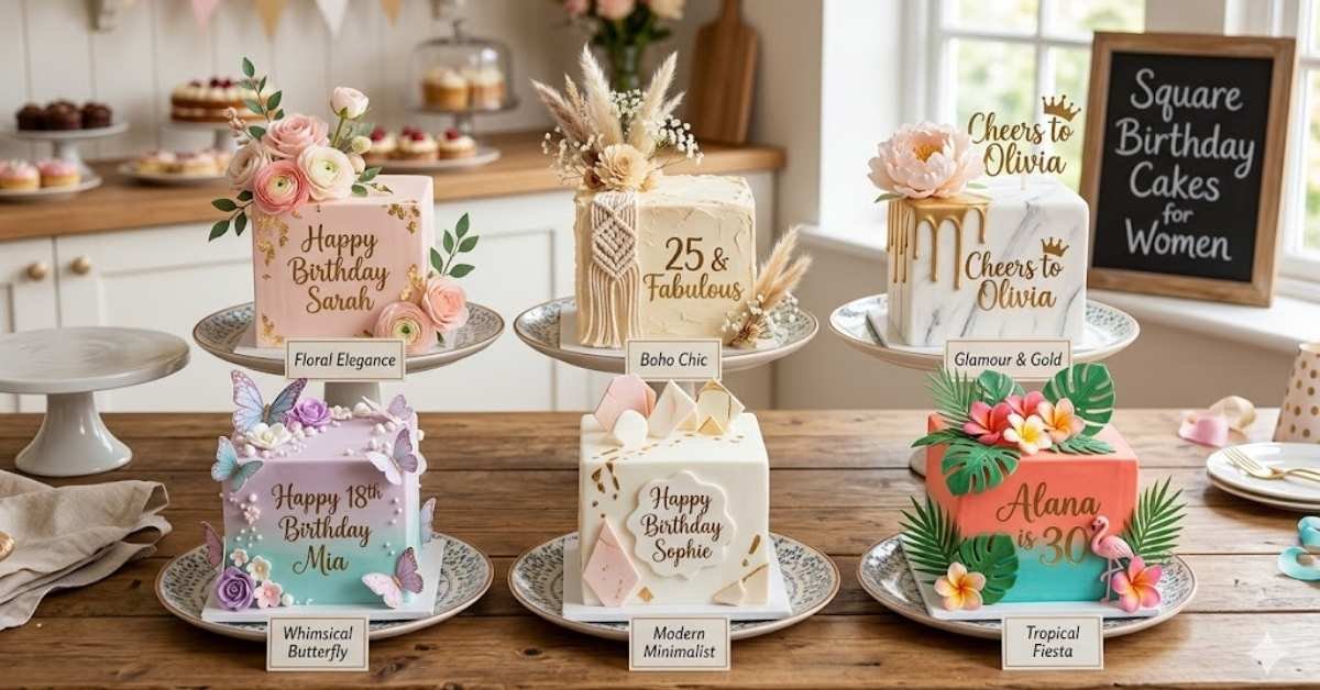 female square birthday cake designs